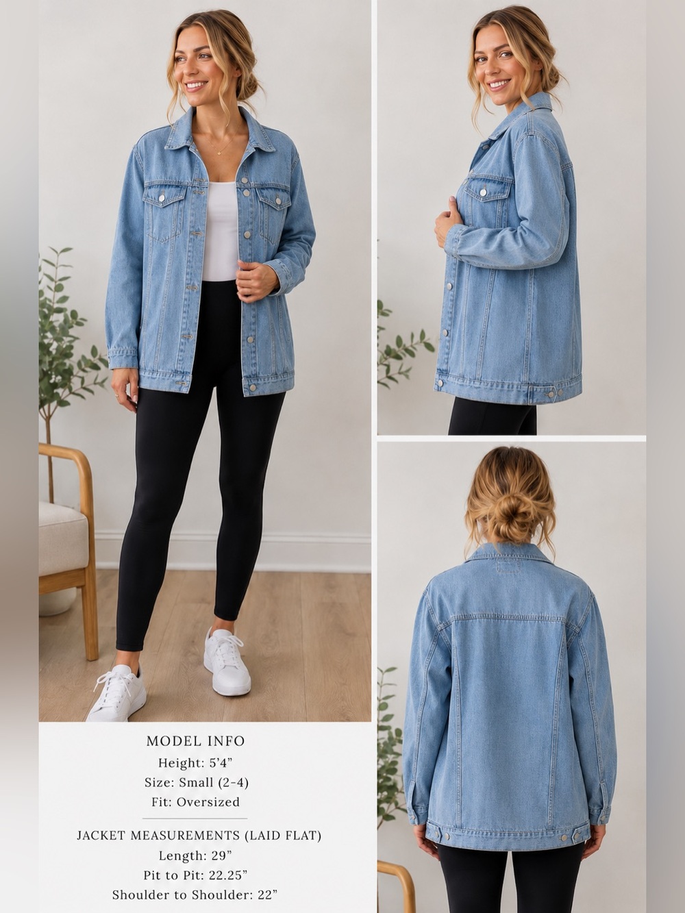 Mud Pie Oversized Longline Light Wash Denim Jacket Small